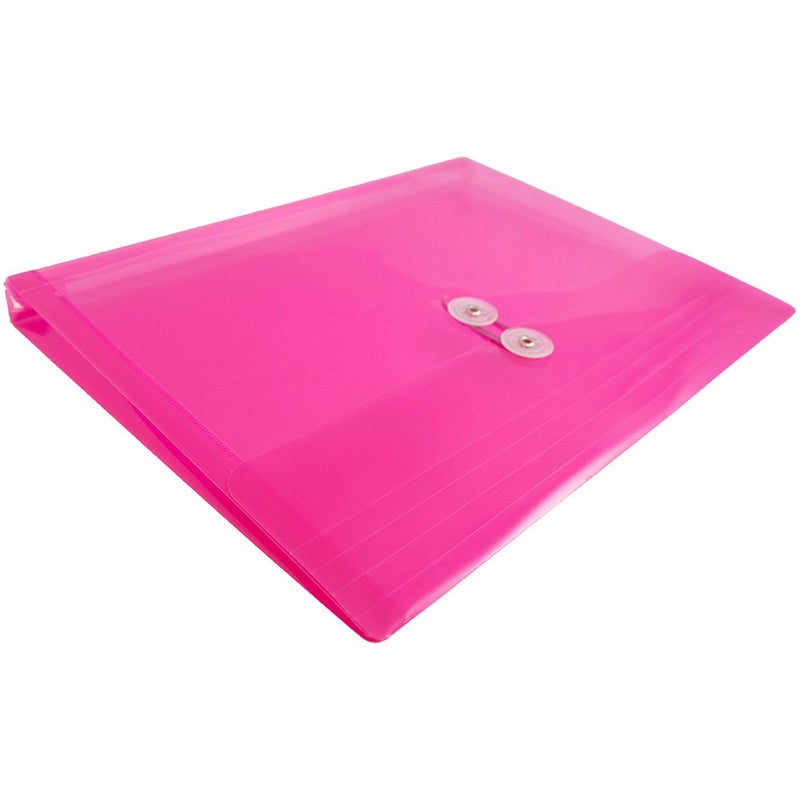 JAM PAPER Plastic Envelopes with Button & String Tie Closure - Letter Booklet - 9 3/4 x 13 - Fuchsia - 12/Pack - Image 4